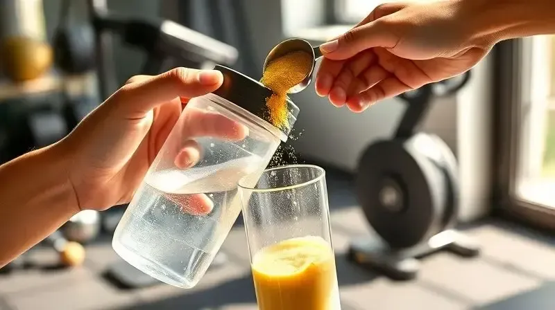 Pessoa preparando uma coqueteleira com waxy maize em pó, demonstrando a forma de como e quando tomar o suplemento.