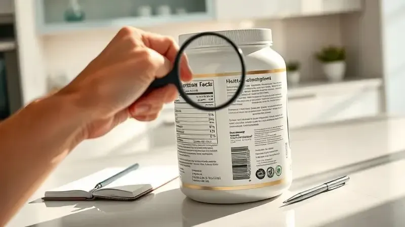 Pessoa analisando o rótulo nutricional de um pote de whey protein hidrolisado para fazer a melhor escolha de suplemento.