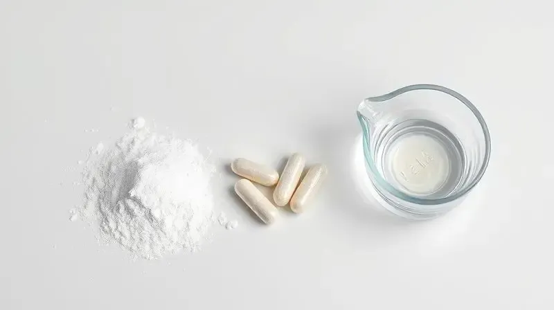 Comparativo visual dos formatos de L-Carnitina: em pó, em cápsulas e líquida, para ajudar na escolha do melhor tipo.