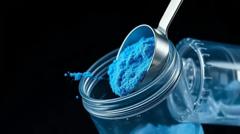 Demonstração de como funciona o pré-treino, com o pó do suplemento sendo misturado em uma coqueteleira com água antes do consumo.