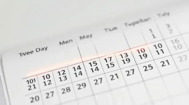 Página de calendário com marcações que simbolizam o tempo necessário para que os suplementos para articulações comecem a fazer efeito no corpo.